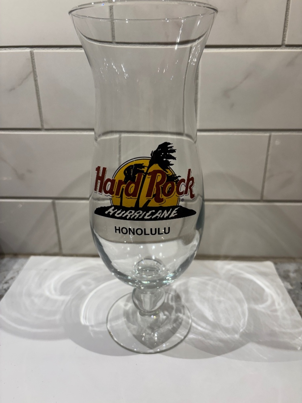 Hard Rock Cafe Hurricane Glass - Honolulu - Hawaii Souvenir 9.25" Tall